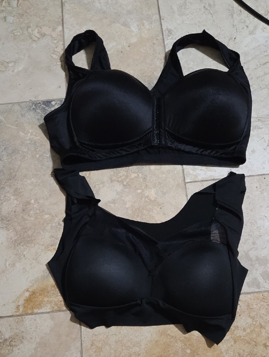 Other - Lot of 2 Black Padded Bras | Pullover + Front Closure | Unbranded Fit Like XL
